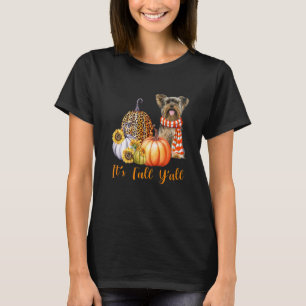 Camiseta Es Otoño Todos Yorkie Perro Leopardo Calabaza Otoñ