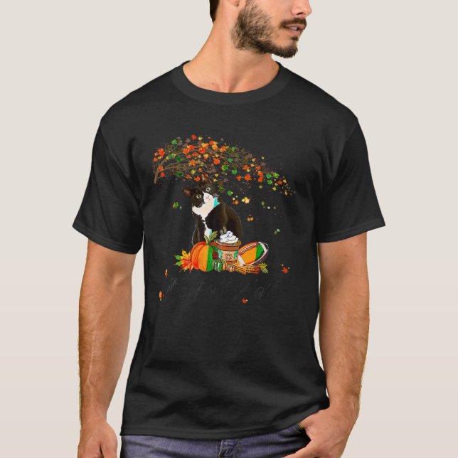 Camiseta Es otoño y todo el lindo gato negro amante Acción  (Anverso)