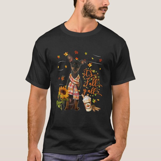 Camiseta Es otoño y todo el perro de Pinscher en miniatura (Anverso)