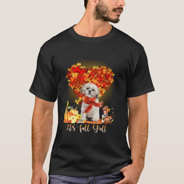 Camiseta Es otoño y todos los amantes de los perros shih tz (Anverso)