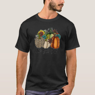 Camiseta Es Otoño Y'all Leopardo Calabaza Vaquera Cuero