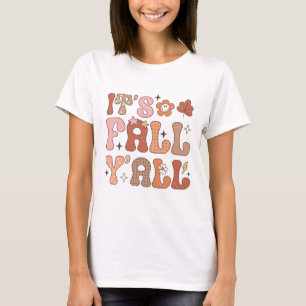 Camiseta Es Otoño Y'all Vibra Estival Rosa Floral Otoño