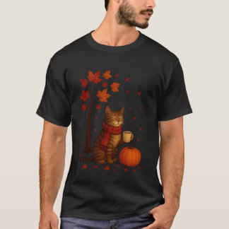 Camiseta Es Otoño Yu2019All Gato Hojas De Otoño Divertido
