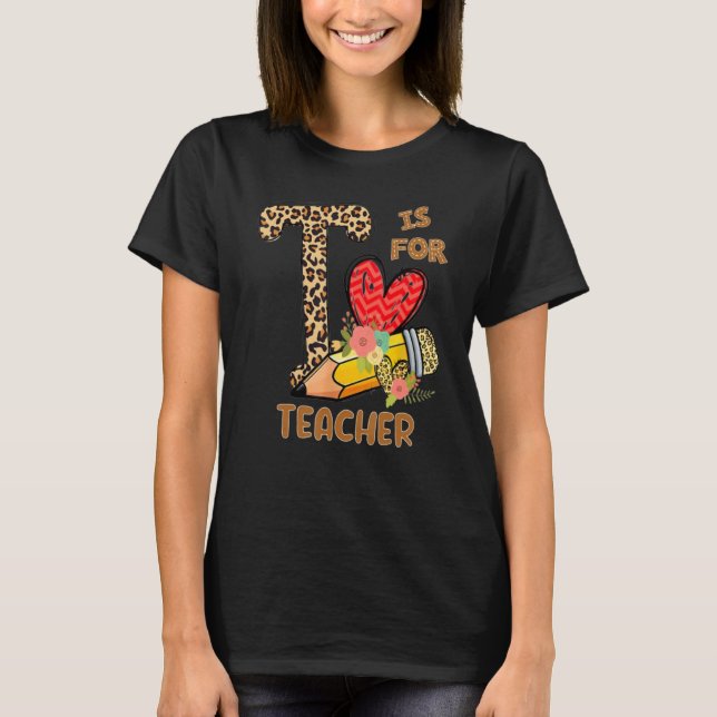Camiseta Es Para Profesores Flores De Leopardo Enseñando Lá (Anverso)
