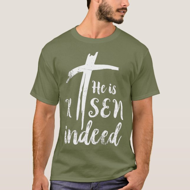 Camiseta Es religioso de la Pascua de Saleluya en Risen (Anverso)
