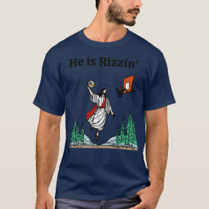 Camiseta Es Rizzin Gracioso Jesús de Pascua jugando básquet