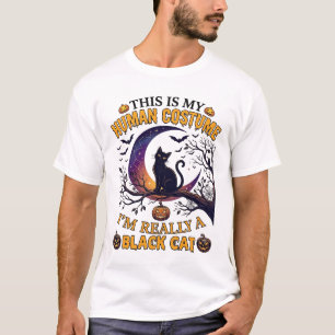 Camiseta Es traje humano gato negro Halloween Luna_1