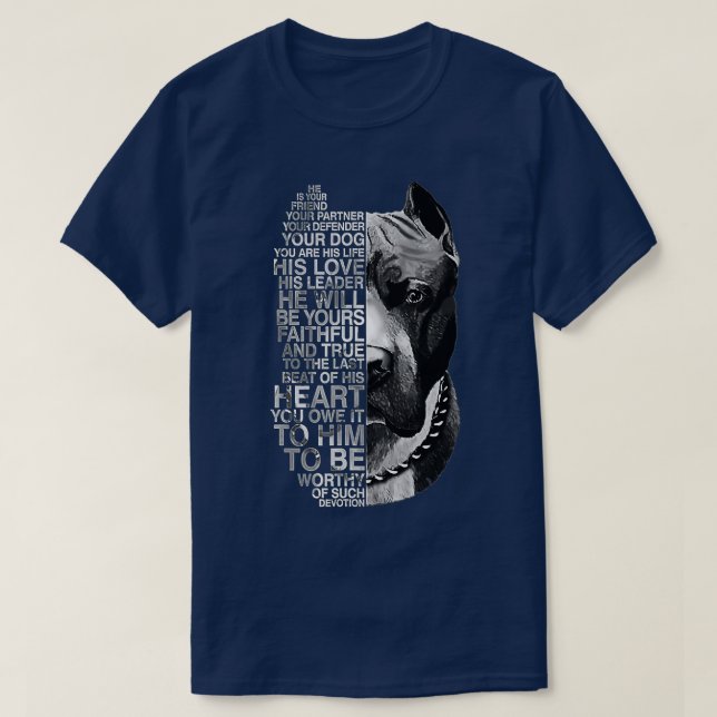 Camiseta Es tu amigo tu compañero tu perro Pitbull (Diseño del anverso)
