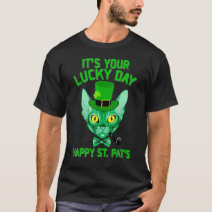Camiseta Es Tu Día de Suerte Gato Sphynx Día de San Patrici