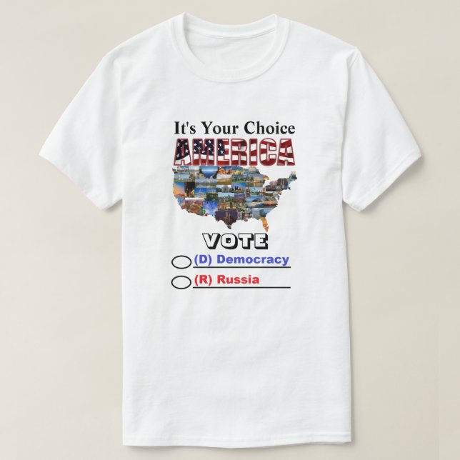 Camiseta Es tu elección, AMÉRICA VOTA (D) Democracia o..... (Diseño del anverso)