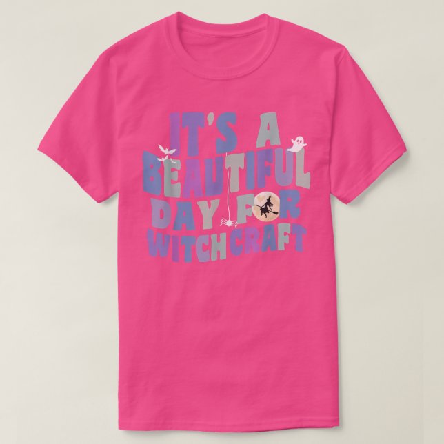Camiseta Es un bello día para la bruja retro de brujería (Diseño del anverso)