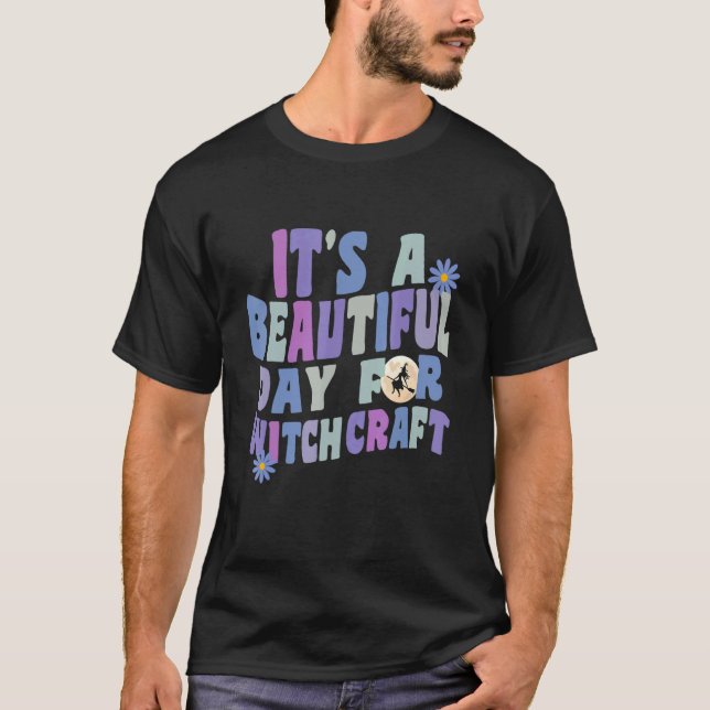 Camiseta Es un bello día para la bruja retro de brujería (Anverso)