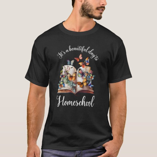 Camiseta Es un bello día para los libros caseros Flores B (Anverso)