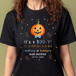 Camiseta ¡Es un Boo-y! Pequeña Baby Shower de Halloween de 