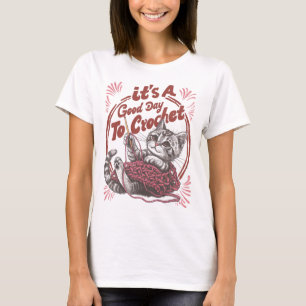 Camiseta Es un buen día para crochet de gatito en yarn