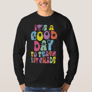 Camiseta Es Un Buen Día Para Enseñar 1er Grado Retro Ondula