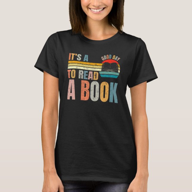 Camiseta Es un buen día para leer la biblioteca de libros (Anverso)