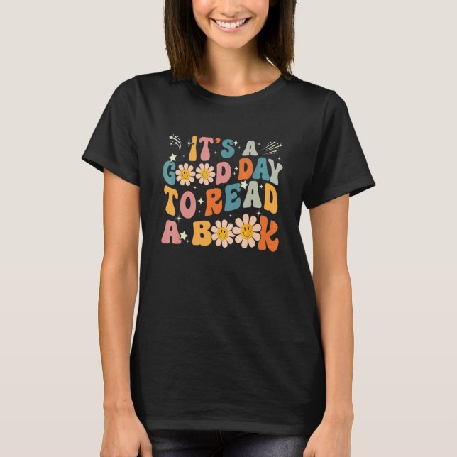 Camiseta Es un buen día para leer la biblioteca de libros (Anverso)