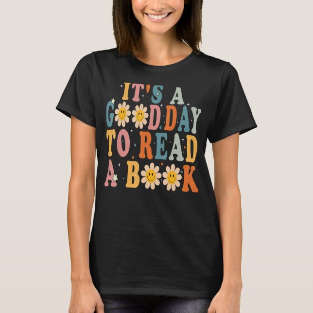 Camiseta Es un buen día para leer la biblioteca de libros (Anverso)