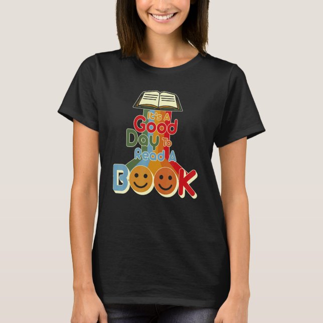 Camiseta Es un buen día para leer la biblioteca de libros 1 (Anverso)