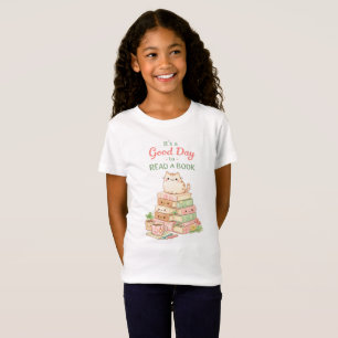 Camiseta Es un Buen Día para Leer un Libro Gato Lindo Leyen