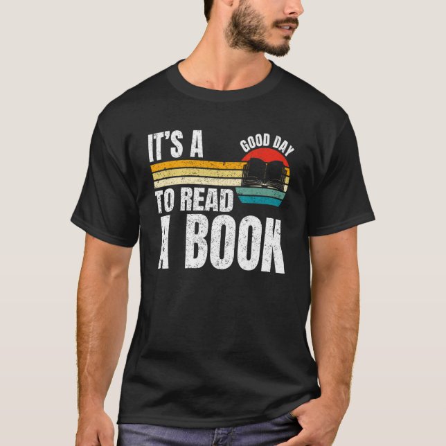Camiseta Es un buen día para leer un libro, una biblioteca  (Anverso)