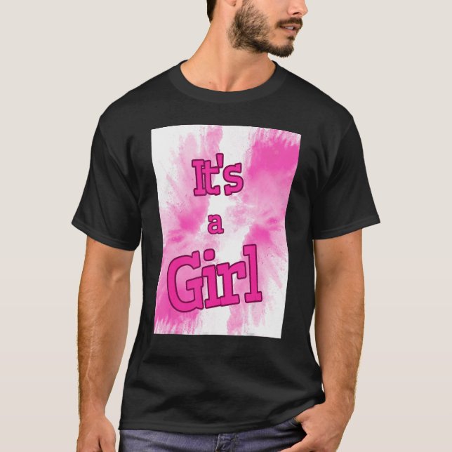 Camiseta Es un Chica para el Fiesta de celebración de Baby  (Anverso)