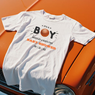 Camiseta ¡Es un chico! Baby Shower con temas de baloncesto