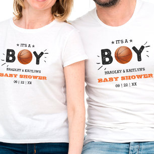 Camiseta ¡Es un chico! Baby Shower con temas de baloncesto