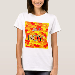 Camiseta ¡Es un chico! Corazón rojo y amarillo