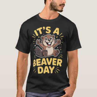 Camiseta Es Un Día De Castores Lindo Río Animales Del Bosqu