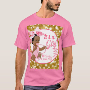 Camiseta Es una Baby Shower Chica de la etnia rosada y del