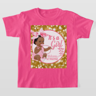 Camiseta Es una Baby Shower Chica de la etnia rosada y del
