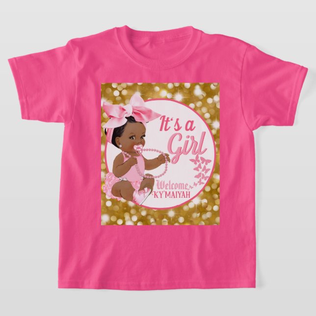Camiseta Es una Baby Shower Chica de la etnia rosada y del  (Distribución)