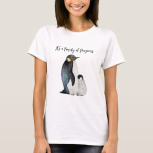 Camiseta Es una familia de pingüinos dibujando acuarelas
