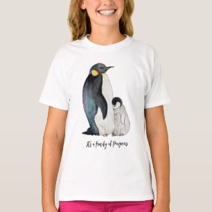 Camiseta Es una familia de pingüinos dibujando acuarelas