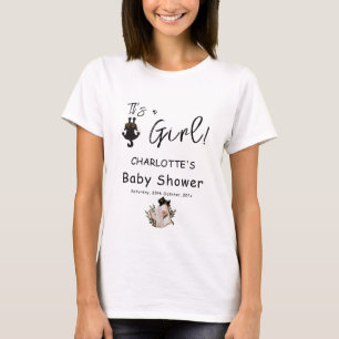 Camiseta ¡Es una niña! Cumpleaños de Bebé de Gatos y Libros