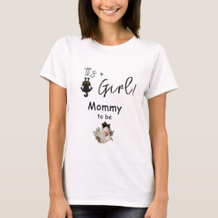 Camiseta ¡Es una niña! Gato negro lindo y libro futura mamá