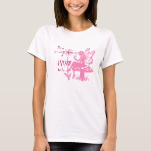 Camiseta ¡Es una niña! Hongo Hada y Flor Tía en camino