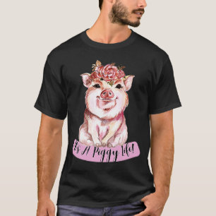 Camiseta Es una vida de cerdito Cerdo de estilo granja lind