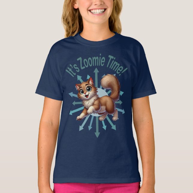 Camiseta Es Zoomie Time Cute Brown & White Cat (Anverso)