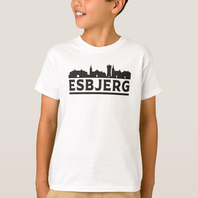 Camiseta Esbjerg Dinamarca City Skyline Cityscape Travel Gi (Anverso)