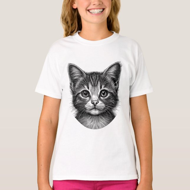 Camiseta Esbozo adorable de gato joven (Anverso)