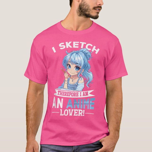Camiseta Esbozo animado Otaku Manga Dibujando Kawaii (Anverso)
