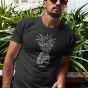 Camiseta Esbozo blanco de piña negro tropical