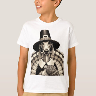 Camiseta Esbozo celebración del greyhound de Acción de Grac