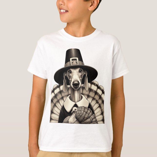 Camiseta Esbozo celebración del greyhound de Acción de Grac (Anverso)