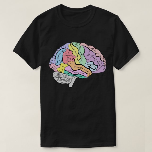 Camiseta Esbozo de anatomía cerebral pastel etiquetado (Diseño del anverso)
