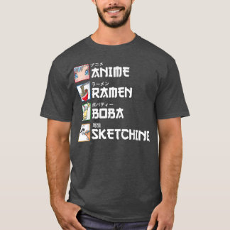 Camiseta Esbozo de Anime Ramen Boba - Kawaii Anime Lover Gi