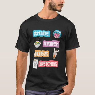 Camiseta Esbozo de Anime Ramen Boba - Sólo un lindo Anime G